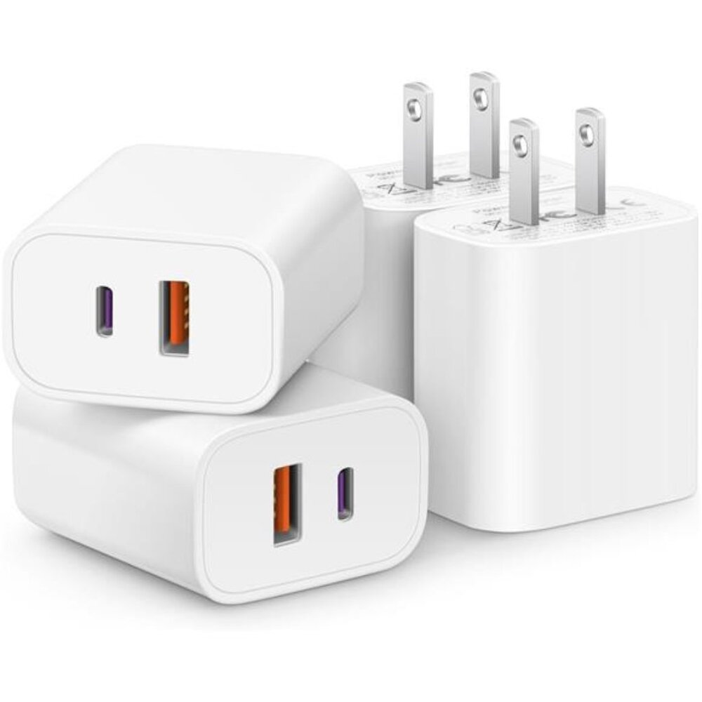 [4 Pack] USB C Charger Block Fast Charging Multiport Adpater [PD 20W USB-C & QC